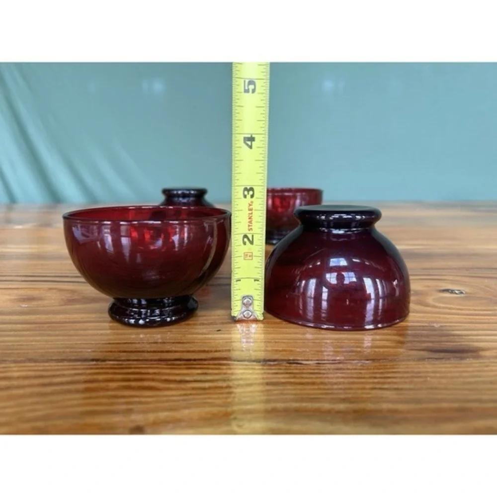 4-PC Vintage Royal Ruby‎ Red Bowls Romantic Love Dining